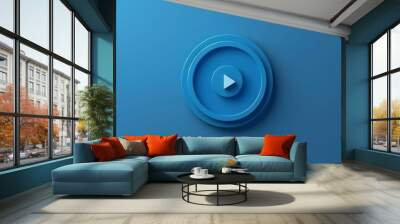 intro video play button image blue color Wall mural