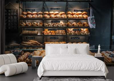 Fresh baked bread in a bakery in Prague, Czech Republic Wall mural