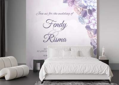 Elegant floral template wedding card Wall mural