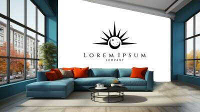 Day and night bohemian logo where an abstract image of the sun blends with the moon and stars. Wall mural