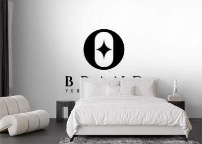 O star with symbol of letter O and star inside in flat design Wall mural