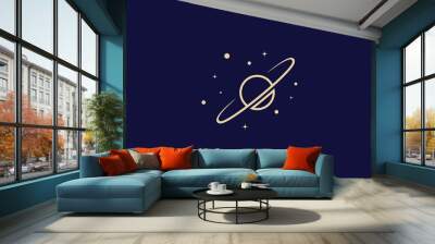 Planet in space illustration logo design Wall mural