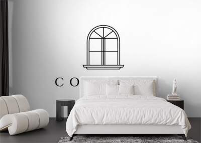 window logo. classic, vintage, retro window model with line art design style Wall mural