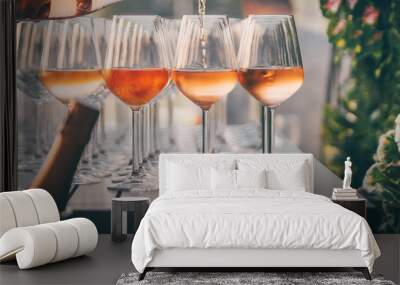 The Rose Wine Glass and Orange View Wall mural