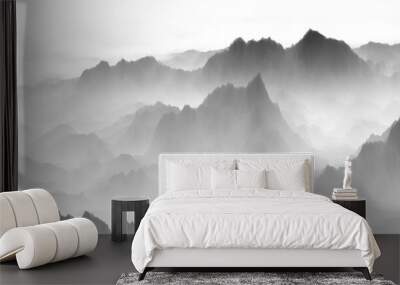 mountains in the morning fog Wall mural