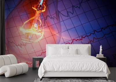 business chart and light bulb Wall mural