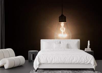 light bulb on dark background Wall mural