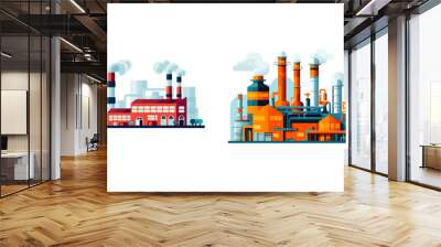 factory pollution flat vector illustration set Wall mural