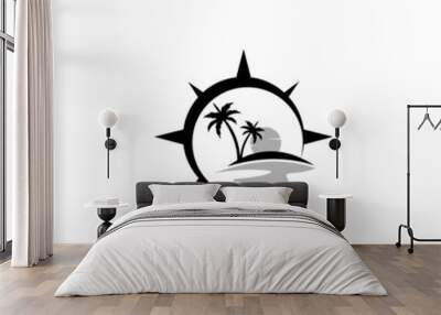 Tropical compass logo design Wall mural