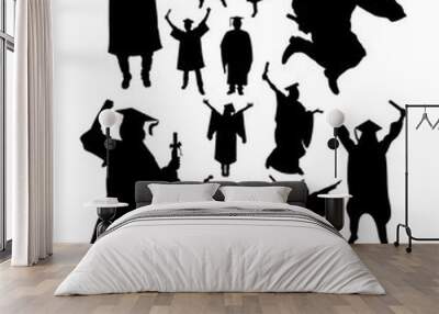 Academic graduation silhouettes. Good use for symbol, logo, web icon, mascot, sign, or any design you want. Wall mural