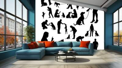 Dog trainer silhouettes. Good use for symbol, logo, web icon, mascot, sign, or any design you want. Wall mural