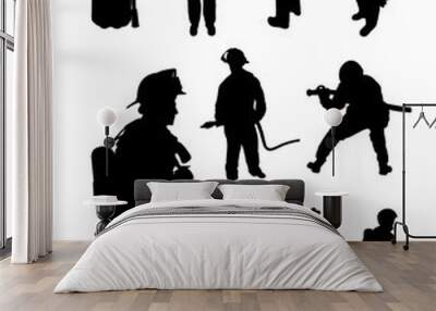 Fireman gesture silhouette. Good use for symbol, logo, web icon, mascot, sign, or any design you want. Wall mural