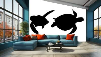 Green sea turtle silhouette 02. Good use for symbol, logo, web icon, mascot, sign, or any design you want. Wall mural