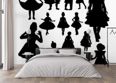 Little girl silhouettes. Good use for symbol, logo, web icon, mascot, sign, or any design you want. Wall mural