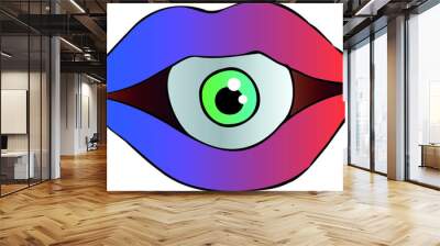 illustration of a sketch of a Eye. Hand draw psychedelic doodle. Digital icon, symbol Wall mural