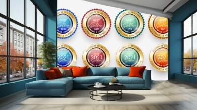 Best seller 2021 / Premium quality medals set. Realistic golden labels - badges, best seller 2021. Vector illustration EPS10 Wall mural