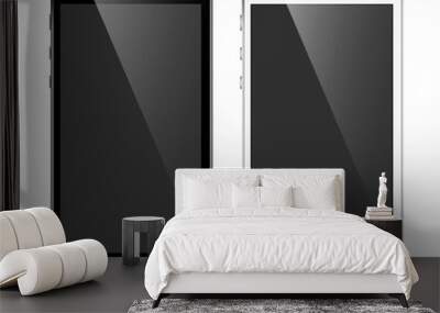 black and white smartphones with a dark screen on a light background Wall mural