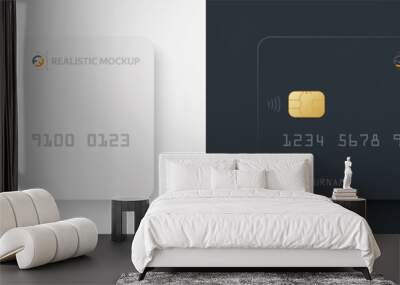 Credit card mockup. Realistic white and black credit card with blank surface for you design. Vector illustration EPS10 Wall mural