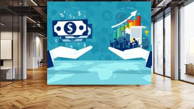 Hands showing productive economic growth Wall mural