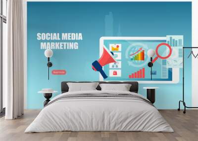 Social media digital marketing, sales data analysis concept Wall mural