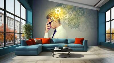 Thoughtful business man looking for a solution Wall mural