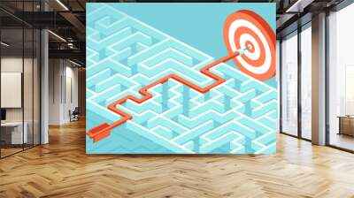 Vector concept for business strategy and planning to overcome obstacles and challenges to reach a sucess Wall mural