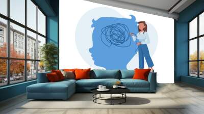 Vector of a child psychologist solving mental confusion problem Wall mural