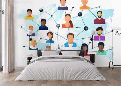 Vector of a global network of interconnected people Wall mural