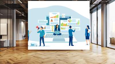 Vector of a group of people analyzing business data Wall mural