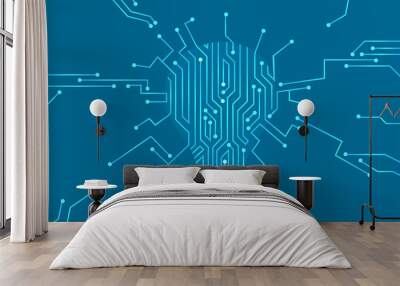 Vector of a light bulb silhouette made of circuit board Wall mural