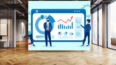 Vector of businesspeople business analytics team monitoring financial reports and investments Wall mural