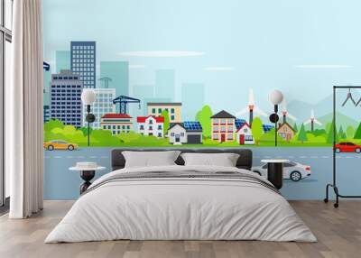 vector of urban landscape with modern cityscape and suburbs Wall mural