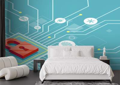 Vector safety network security concept Wall mural