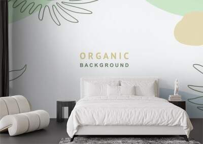 Minimal green horizontal banner with abstract organic floral background and copy space for text. Cover vector template Wall mural