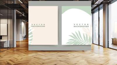 Minimal social media post templates. Abstract green organic shapes floral background. Editable vector illustration Wall mural