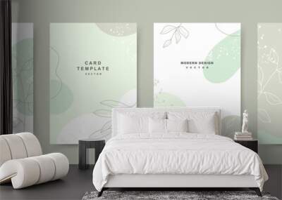 Simple neutral modern abstract background with floral elements in a minimalistic linear style. Trendy design templates for postcard, poster, business card, flyer, brochure, magazine, social media post Wall mural