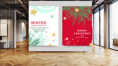 Winter holidays square templates.Winter sale social media post frame. Merry Christmas and Happy New Year set of backgrounds, greeting cards, posters, covers. Vector illustration  Wall mural