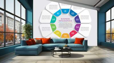 Infographic design vector and marketing icons can be used for workflow layout, diagram, annual report, web design.  Business concept with 10 options, steps or processes. - Vector  Wall mural