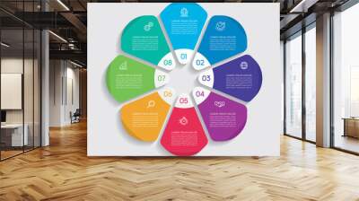 Infographic design vector and marketing icons can be used for workflow layout, diagram, annual report, web design.  Business concept with 8 options, steps or processes. - Vector  Wall mural