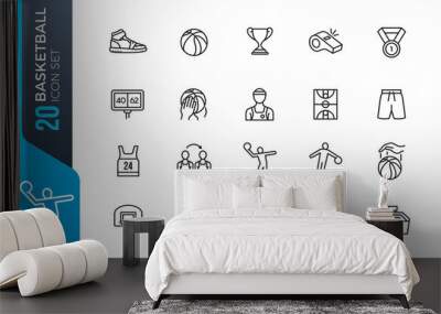 minimal basketball icon set Wall mural