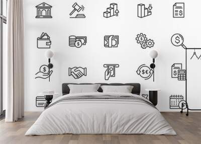 minimal finance line icon set Wall mural