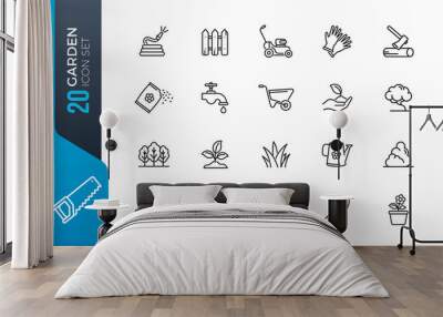 minimal garden icon set Wall mural