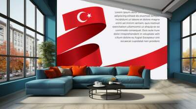 Turkey flag, vector illustration on a white background Wall mural