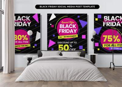 black friday Fashion Sale social media post memphis style template Wall mural