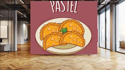 Pastel illustration Indonesian food with cartoon style Wall mural