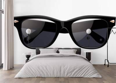 Black sunglasses isolated on transparent background Wall mural