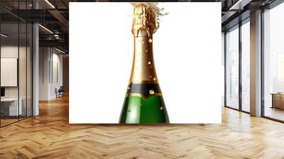 Champagne bottle on isolated transparent background Wall mural