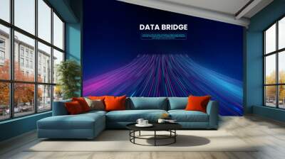 Data bridge digital technology background, Big data and Artificial intelligence network concept visualization Wall mural