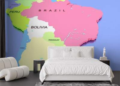 Three dimensional rendered map of South America Wall mural