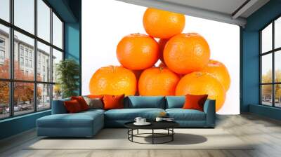 stacked whole orange, isolated Wall mural